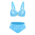 Sissy Lacy Frill Bralette Set Blue