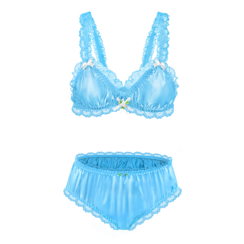 SissyUniversity Lacy Frill Bralette Set Blue