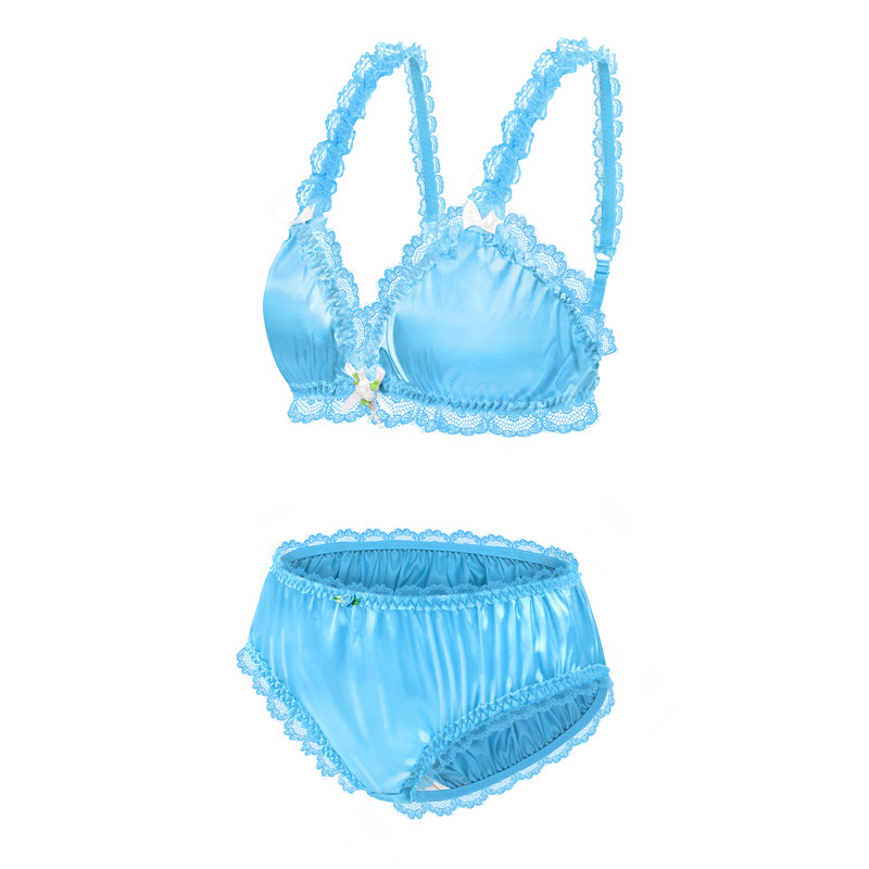 SissyUniversity Lacy Frill Bralette Set Blue