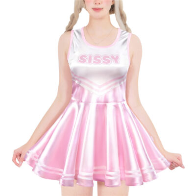Shiny Satin Cheer SissyUniversity Mini Dress Pink