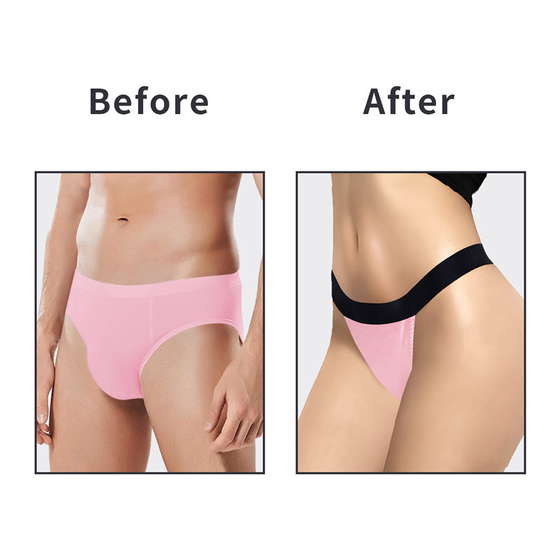 Wider Straps Thong Tucking Gaff Panties Pink