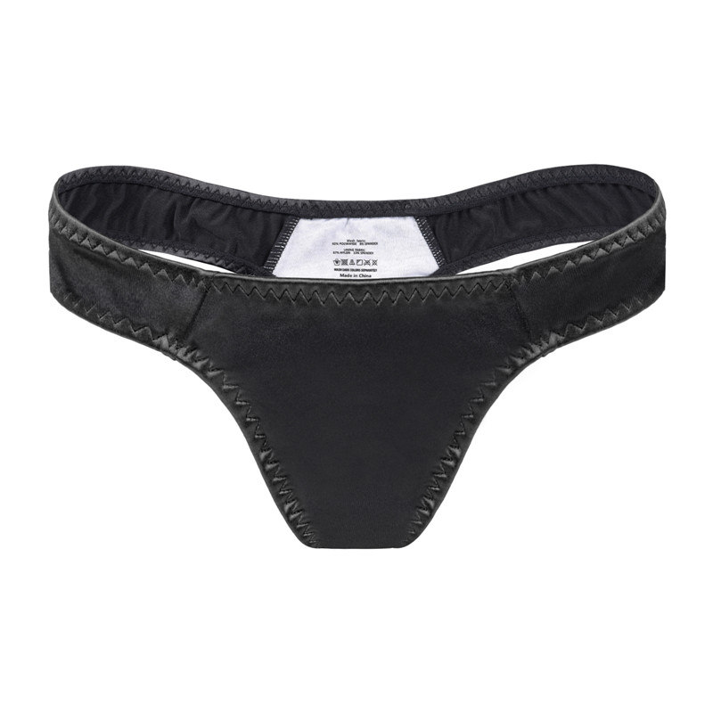 Thick Band Tucking Gaff Thong Panties Black