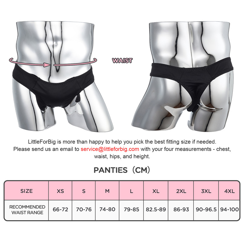 Thick Band Tucking Gaff Thong Panties Black