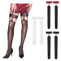 Lace Flowers Bow Over The Knee Silk Stockings 3 Pairs Set – Red & Black & White