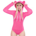 Cozy Bear Hoodie Sweatshirt Onesie Hot Pink