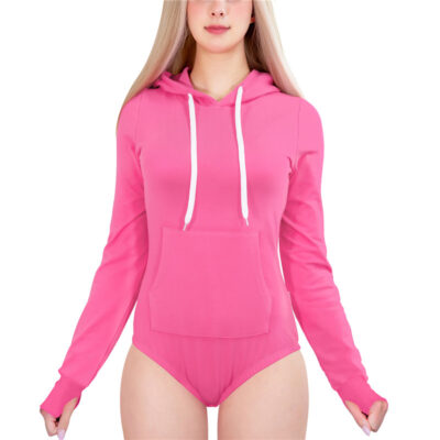 Cozy Bear Hoodie Sweatshirt Onesie Hot Pink