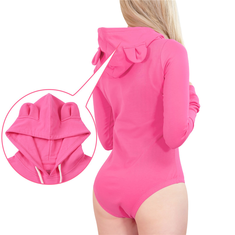 Cozy Bear Hoodie Sweatshirt Onesie Hot Pink