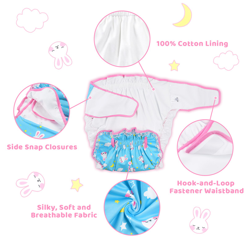 Snuggle Bunny Pattern Silky Ribbon Omutsu Japanese Diaper Cover