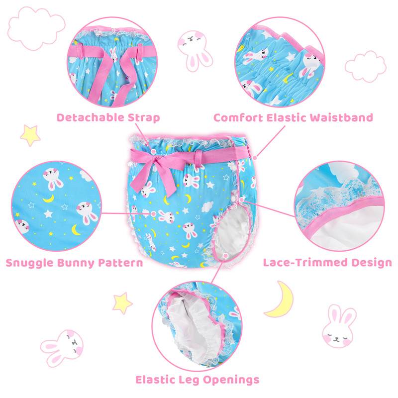 Snuggle Bunny Pattern Silky Ribbon Omutsu Japanese Diaper Cover