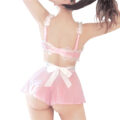 SissyUniversity Maid See-through Bralette Skirted Panties Set Pink