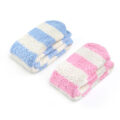 Coral Fleece Knee High Long Striped Socks 2 Pairs Set ?C Blue & Pink