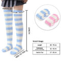 Coral Fleece Knee High Long Striped Socks 2 Pairs Set ?C Blue & Pink