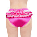 Pretty Satin Ruffled Lace Bow Panties Hot Pink