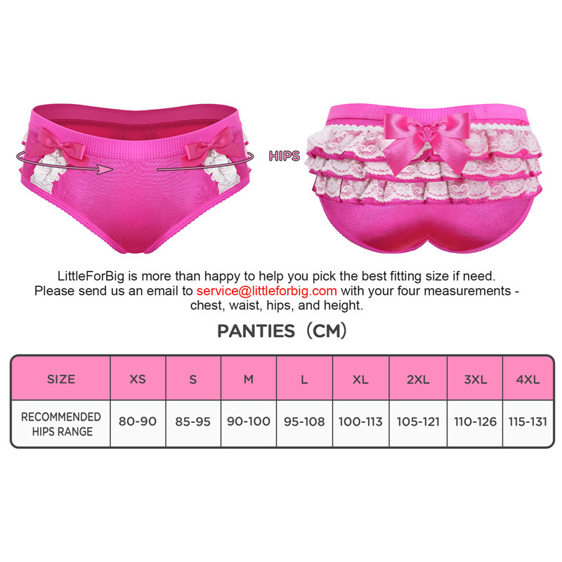 Pretty Satin Ruffled Lace Bow Panties Hot Pink