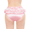 Pretty Satin Ruffled Lace Bow Panties Pink