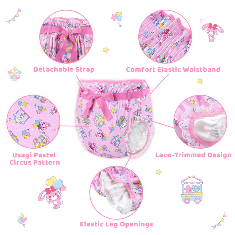 Usagi Pastel Circus Pattern Silky Ribbon Omutsu Japanese Diaper Cover