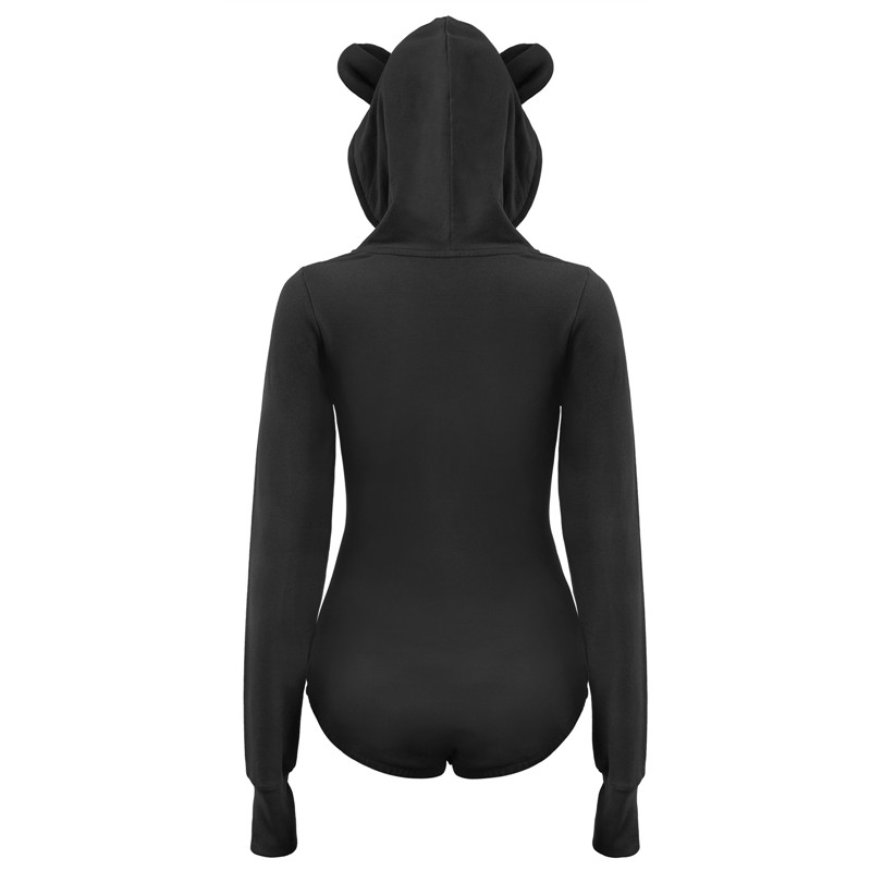 Cozy SissyUniversity Bear Hoodie Sweatshirt Onesie Black