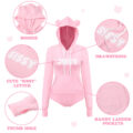 Cozy SissyUniversity Bear Hoodie Sweatshirt Onesie Pink