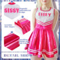 Cheer Sissy Sparkle Metallic Bodycon Mini Dress Hot Pink