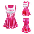 Cheer Sissy Sparkle Metallic Bodycon Mini Dress Hot Pink