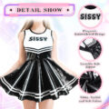 Cheer SissyUniversity Faux Leather Shiny Mini Dress Black