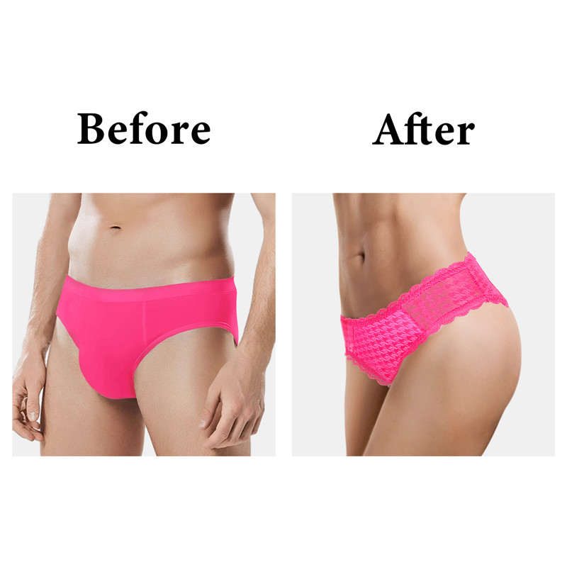 Cheeky Bow Tucking Gaff Panties Hot Pink