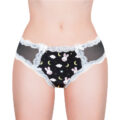 Snuggle Bunny Pattern Mesh Tucking Gaff Panties Black