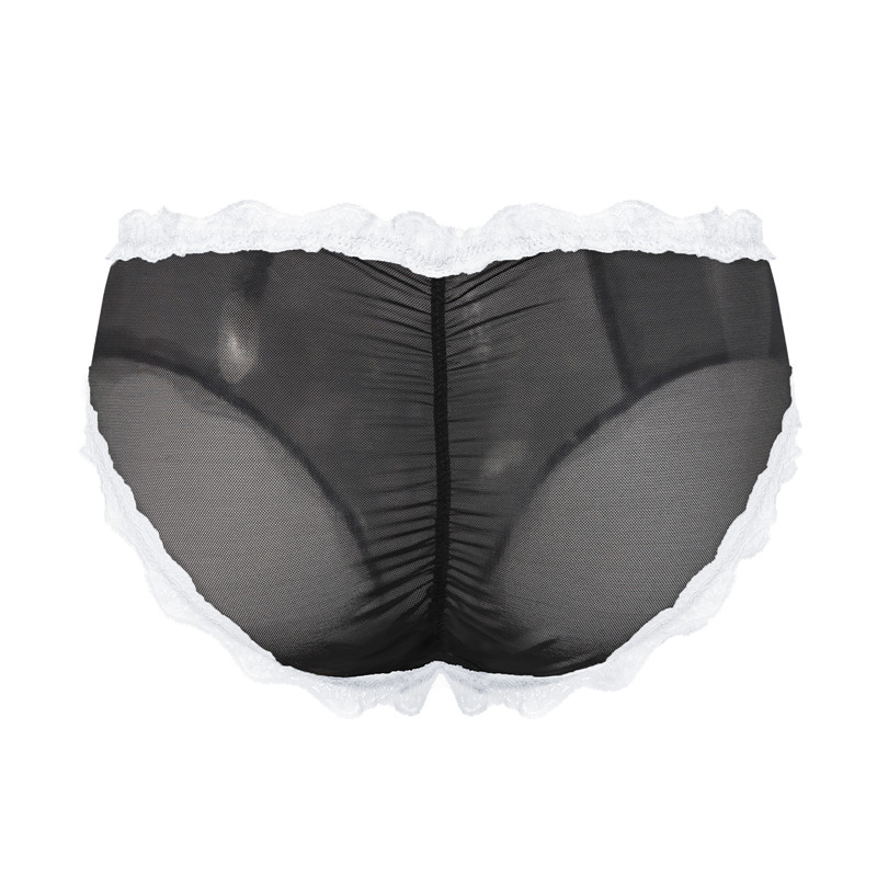 Snuggle Bunny Pattern Mesh Tucking Gaff Panties Black