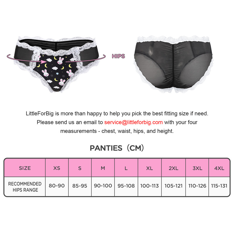 Snuggle Bunny Pattern Mesh Tucking Gaff Panties Black