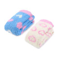 Coral Fleece Knee High Long Heart Pattern Socks 2 Pairs Set ?C Blue & White