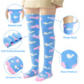 Coral Fleece Knee High Long Heart Pattern Socks 2 Pairs Set ?C Blue & White