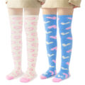 Coral Fleece Knee High Long Heart Pattern Socks 2 Pairs Set ?C Blue & White