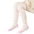Coral Fleece Knee High Long Heart Pattern Socks 2 Pairs Set ?C Blue & White