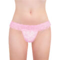 Lace Band Tucking Gaff Thong Panties Pink