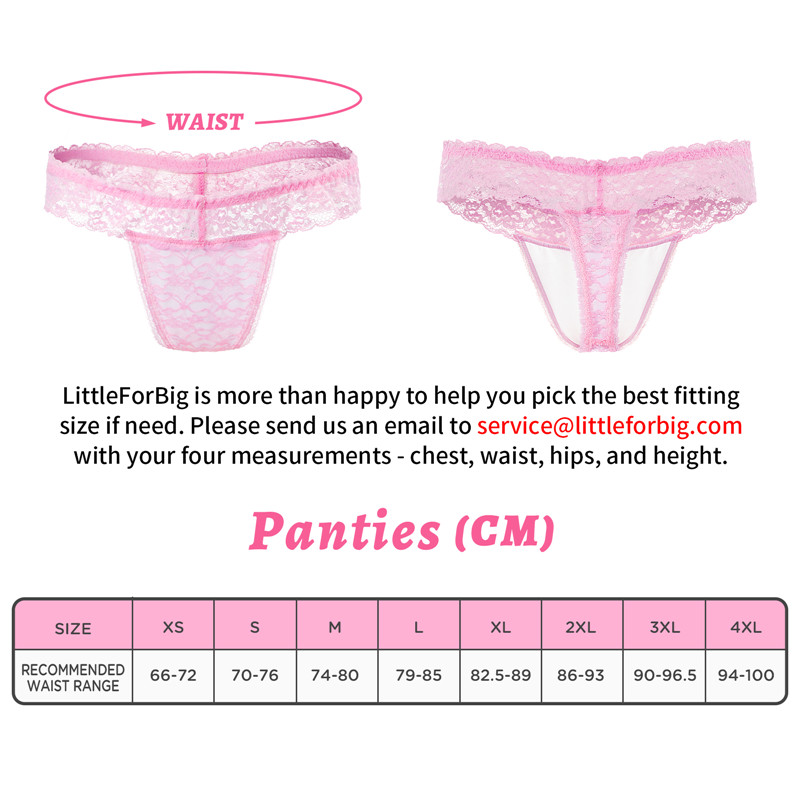 Lace Band Tucking Gaff Thong Panties Pink