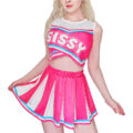 Cheer SissyUniversiry Croptop Mini Skirt Bralette Set Hot Pink