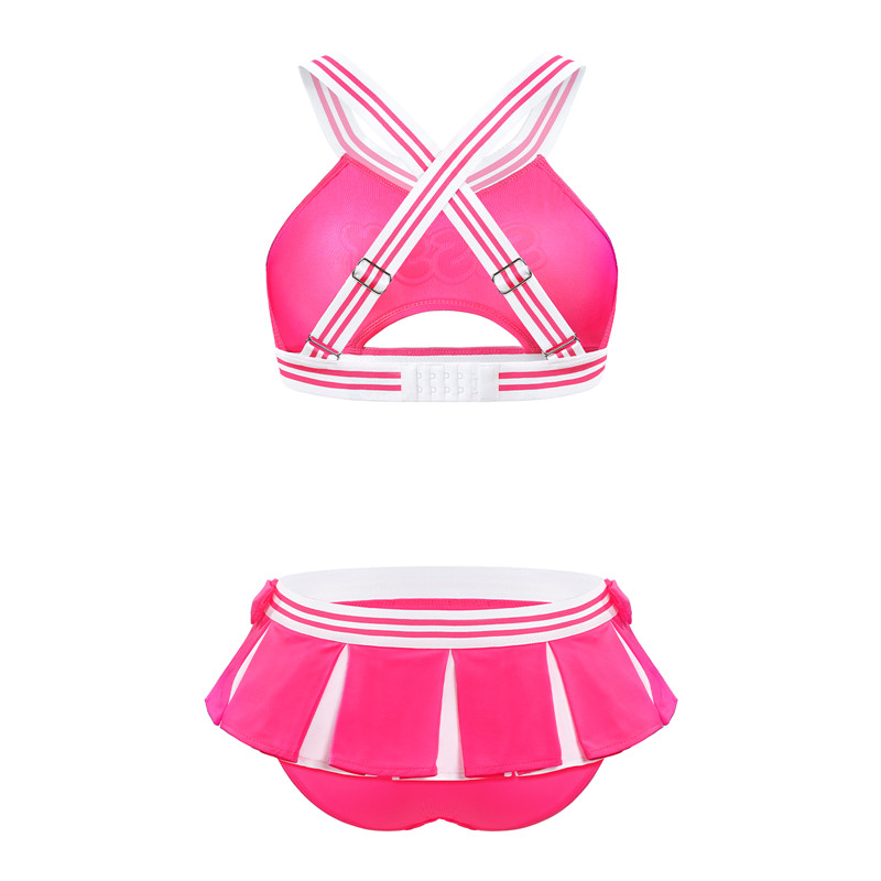 Cheer SissyUniversiry Bralette Skort Set Hot Pink