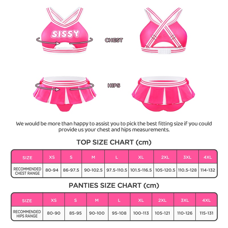 Cheer SissyUniversiry Bralette Skort Set Hot Pink