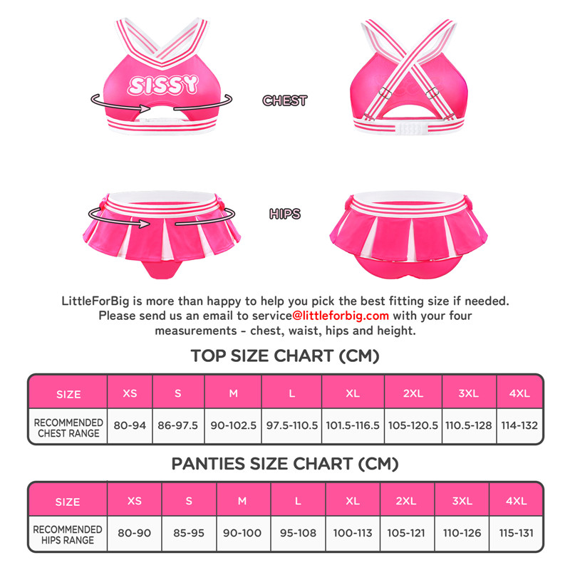 Cheer SissyUniversiry Bralette Skort Set Hot Pink