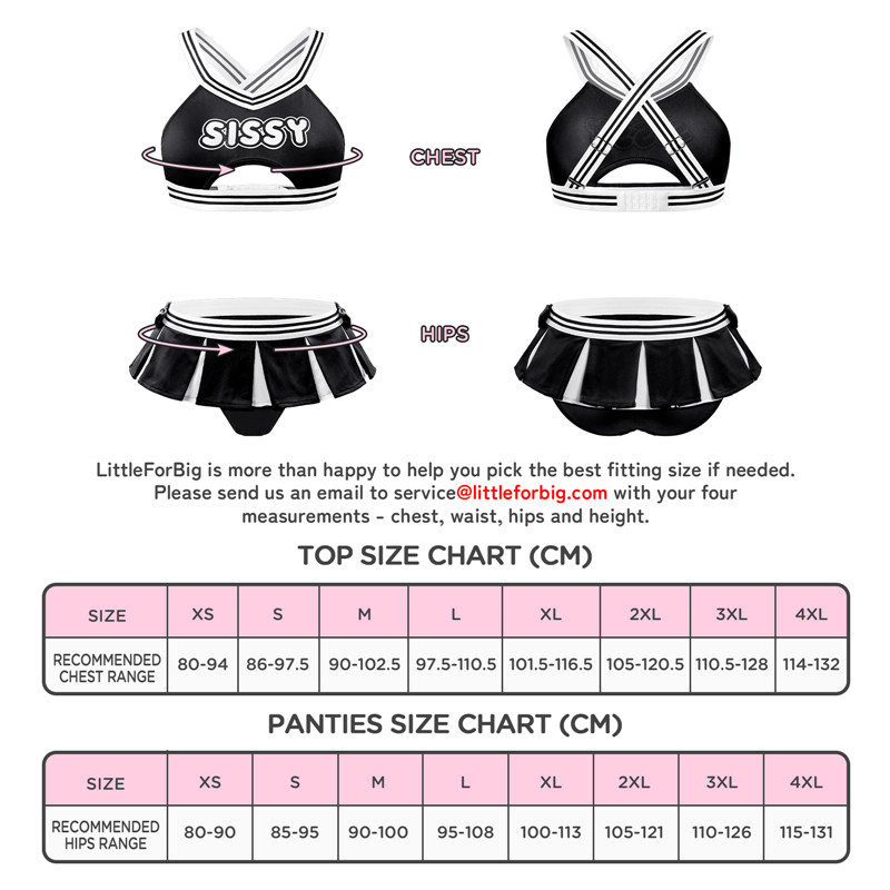Cheer SissyUniversiry Bralette Skort Set Black