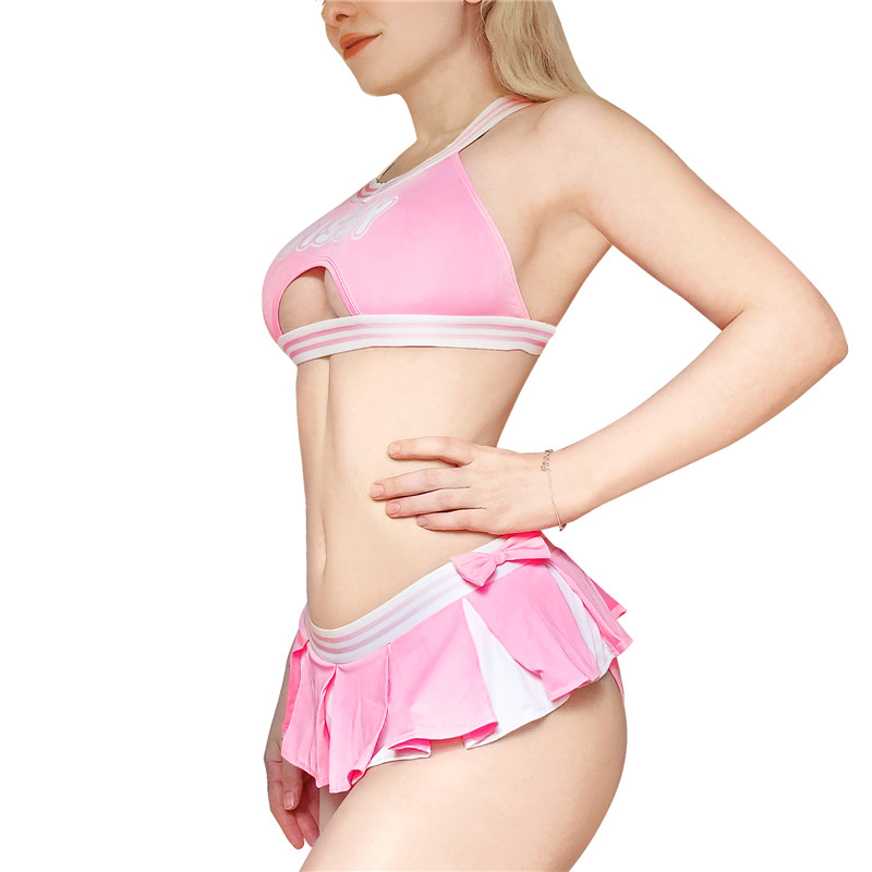 Cheer SissyUniversiry Bralette Skort Set Pink