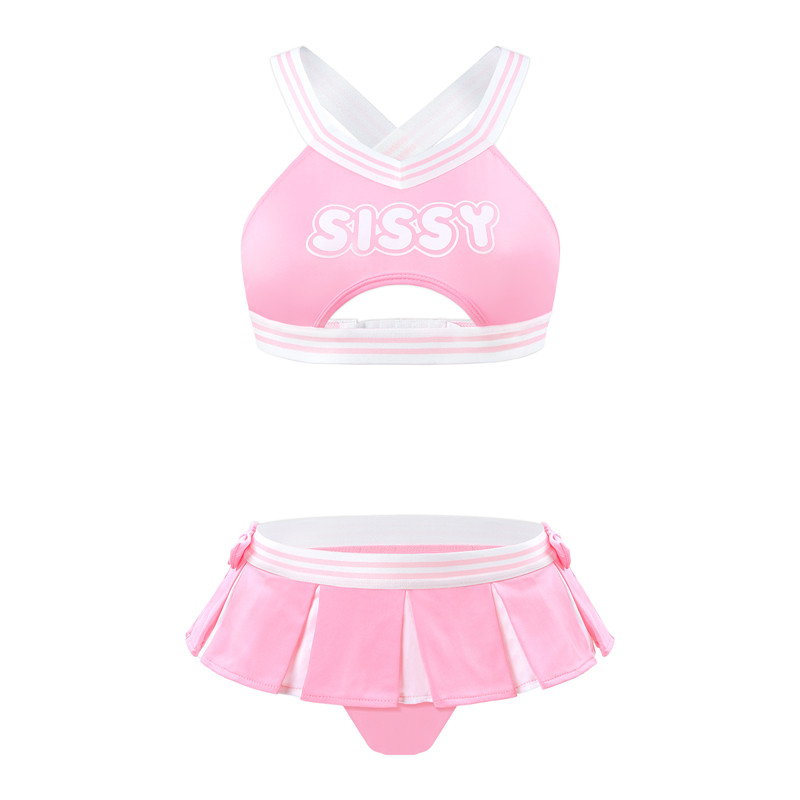 Cheer SissyUniversiry Bralette Skort Set Pink