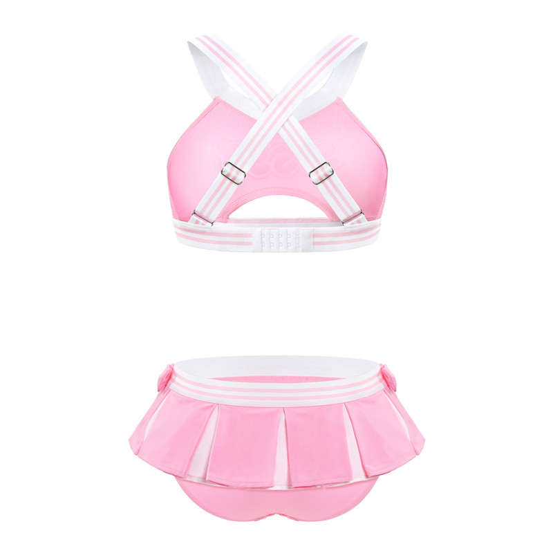 Cheer SissyUniversiry Bralette Skort Set Pink