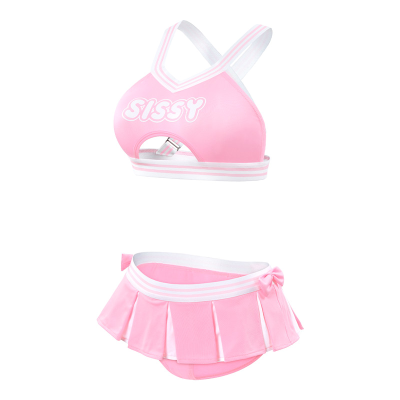 Cheer SissyUniversiry Bralette Skort Set Pink