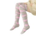 Coral Fleece Knee High Long Heart Pattern Socks 2 Pairs Set ?C Grey & White