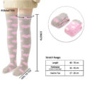 Coral Fleece Knee High Long Heart Pattern Socks 2 Pairs Set ?C Grey & White