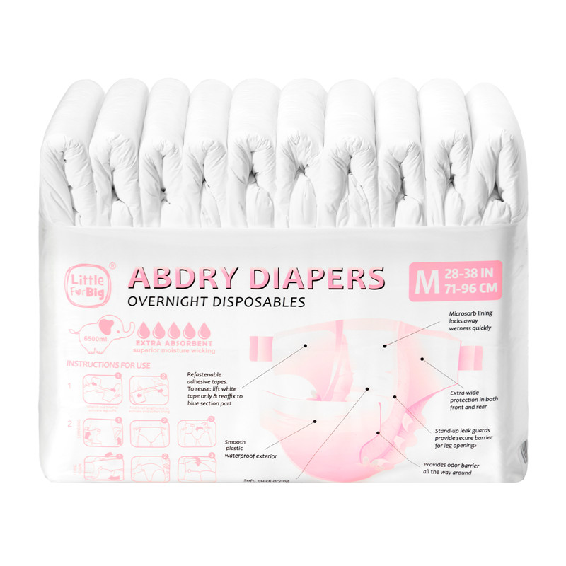 ABDry Ultra Absorbent Diapers 10 Pieces Pack White(M)/(L)/(XL)