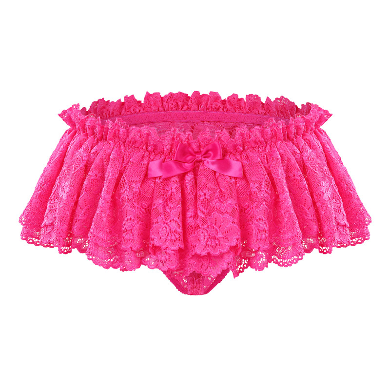 SissyUniversity Lace Skirted Thong Panties Hot Pink