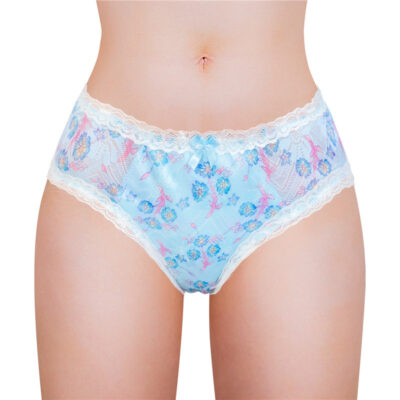 Cottagecore Pattern Tucking Gaff Panties Blue