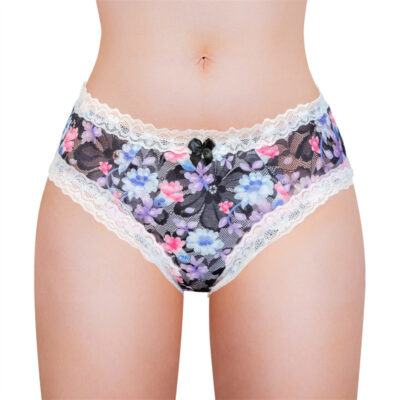 Cottagecore Pattern Tucking Gaff Panties Black